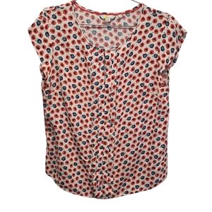 Boden Women's Pleat Front Keyhole Floral Print Blouse Size US 10 Viscose Shirt